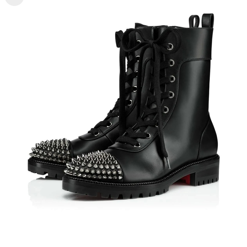Christian Louboutin Ts Croc Combat Boots Spiked / Studded